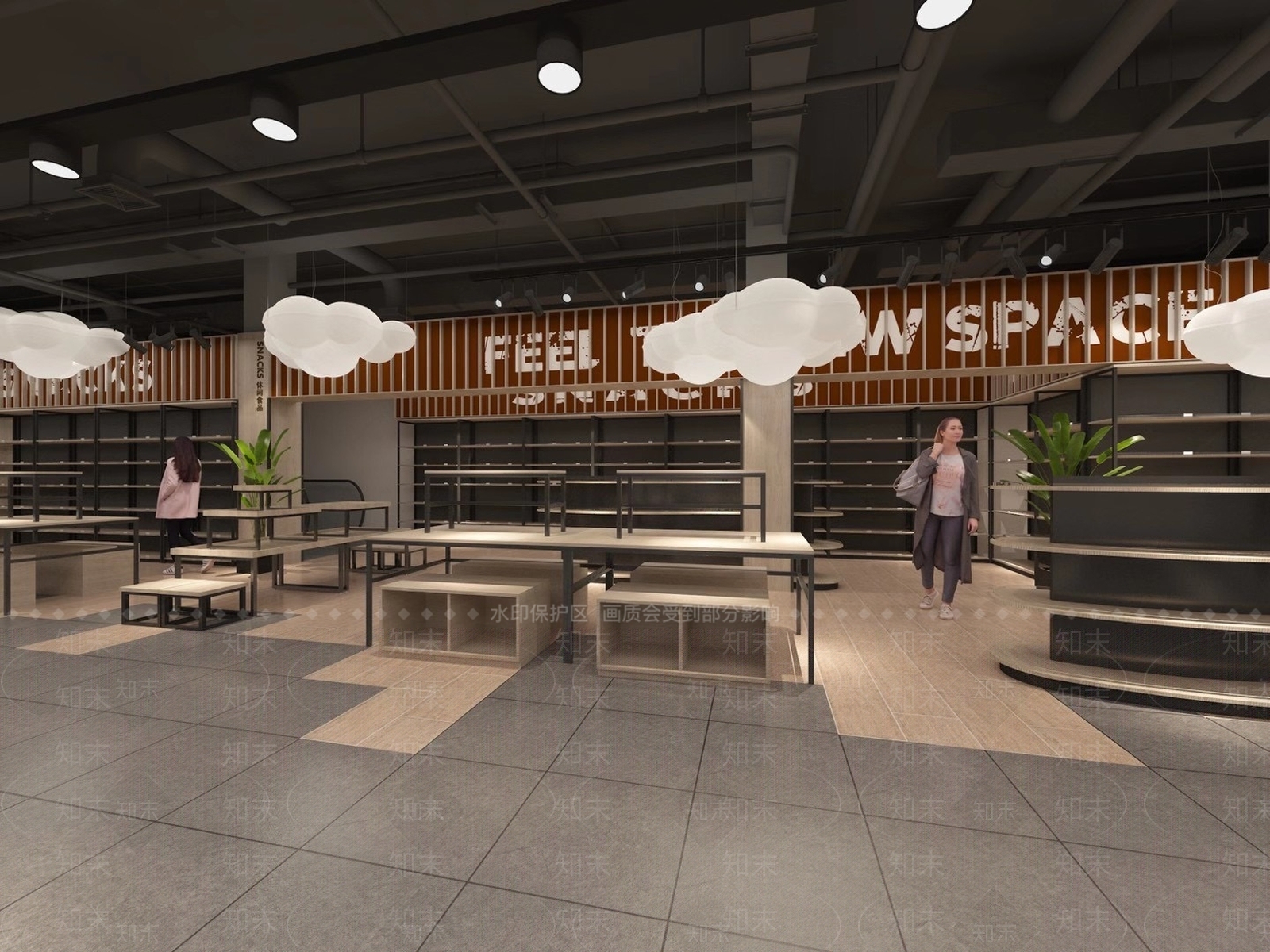 现代超市货架区3D模型下载【ID:584268324】