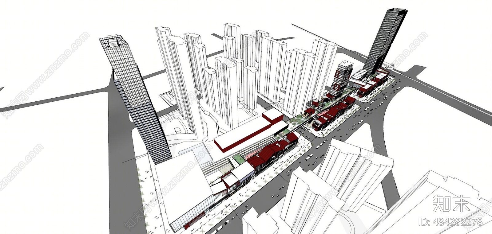 现代商业综合体SU模型下载【ID:484282278】