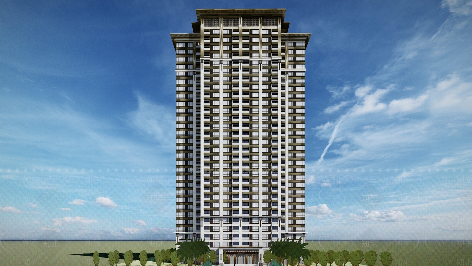 中式高层住宅SU模型下载【ID:285094726】