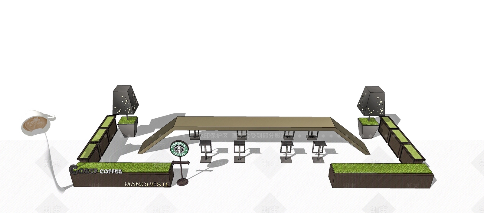 现代商业景观SU模型下载【ID:584344509】