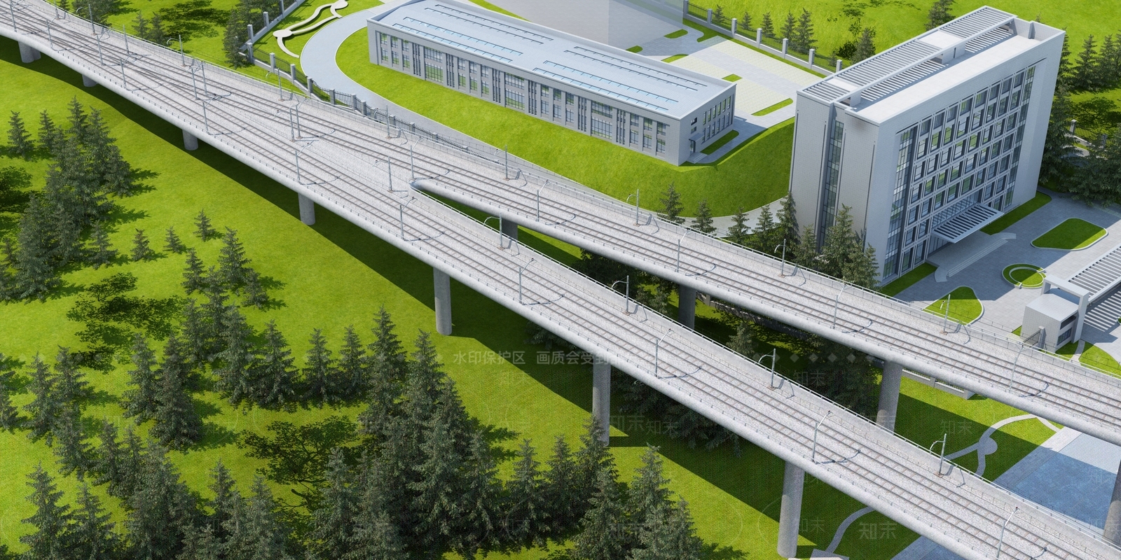 现代火车路3D模型下载【ID:984349357】