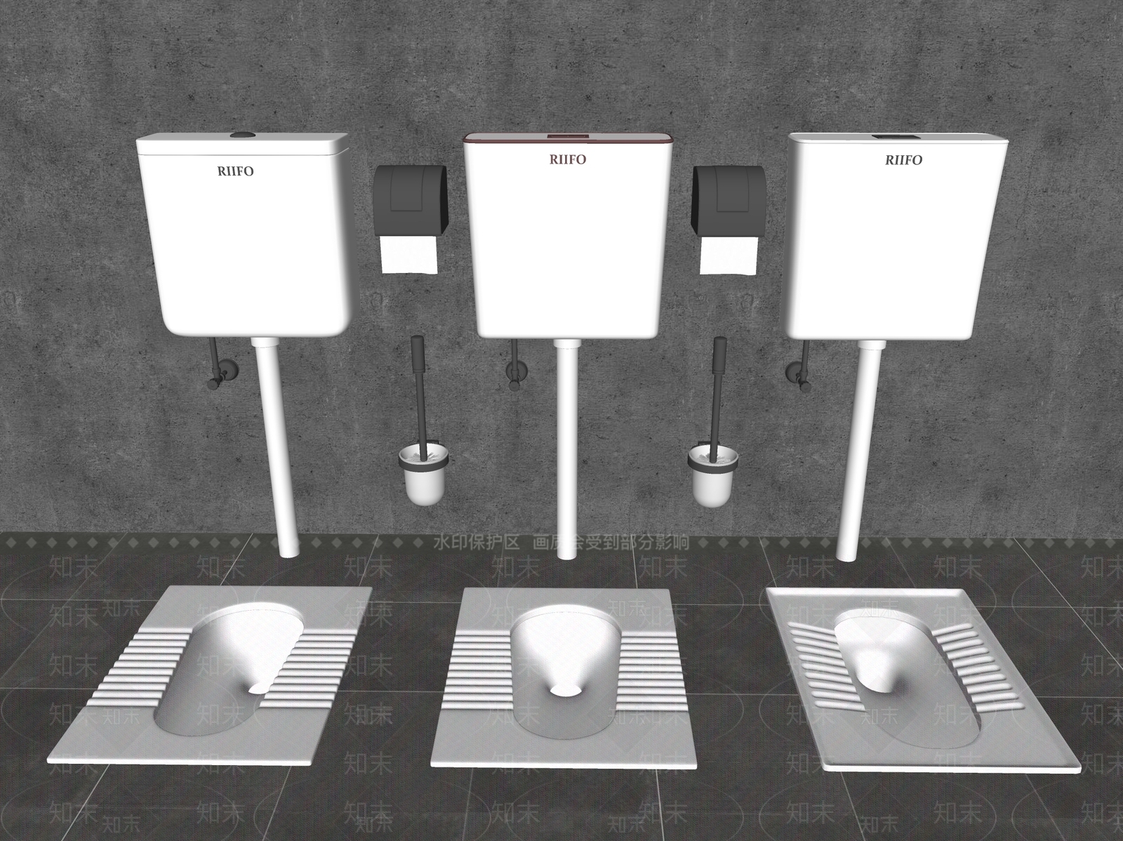 现代蹲便器SU模型下载【ID:784372185】