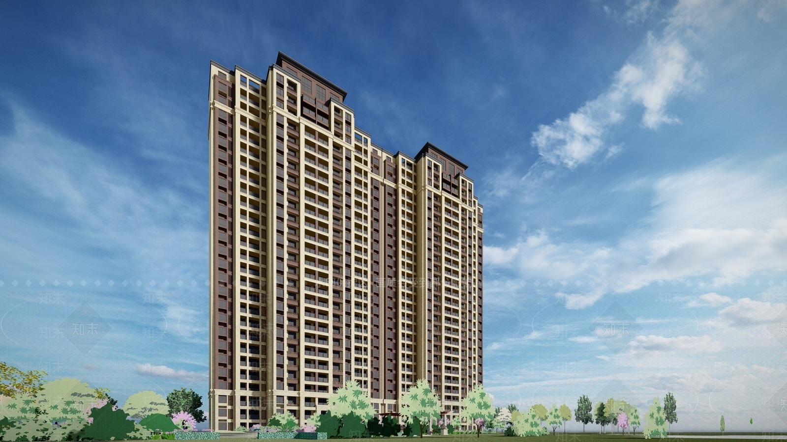 古典高层住宅SU模型下载【ID:284384730】