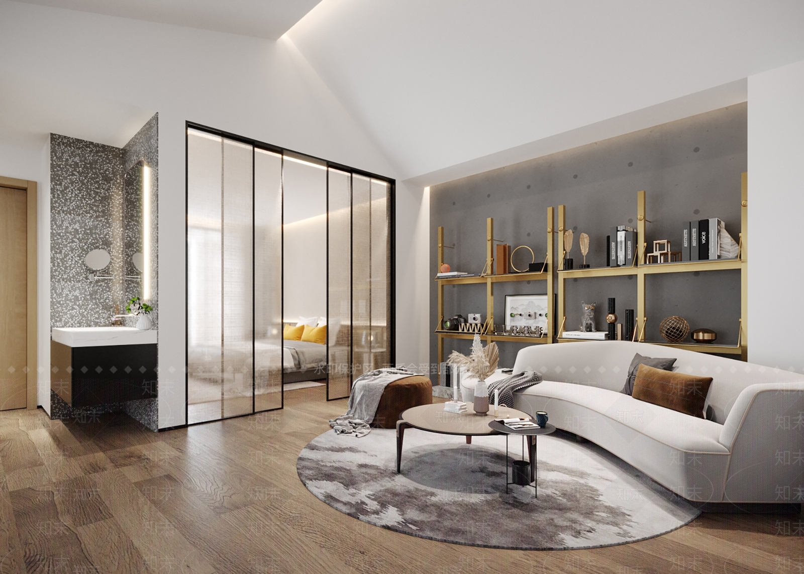 现代公寓客厅3D模型下载【ID:984384768】