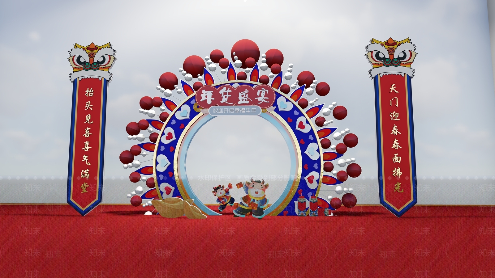 新中式商场展区SU模型下载【ID:184395037】