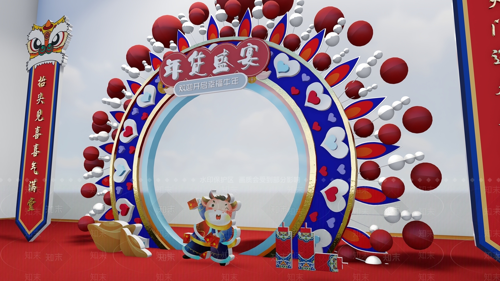 新中式商场展区SU模型下载【ID:184395037】