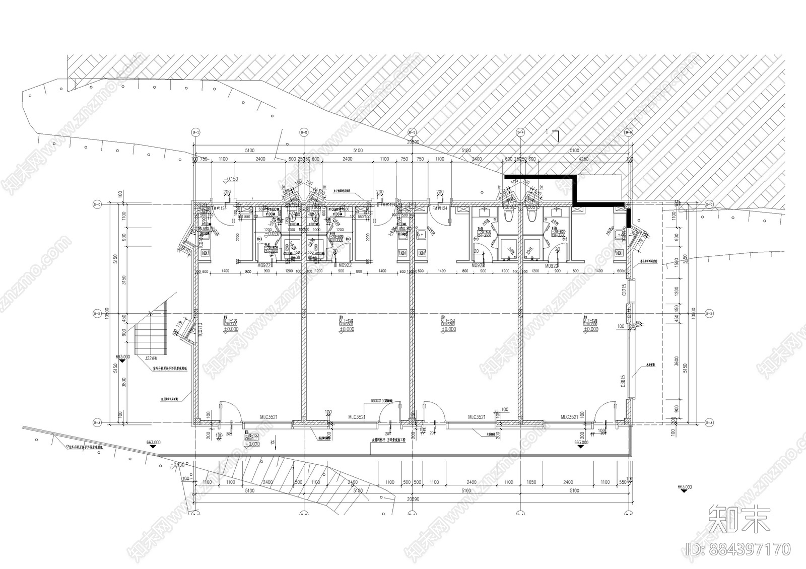 榔树民宿建筑cad施工图下载【ID:884397170】