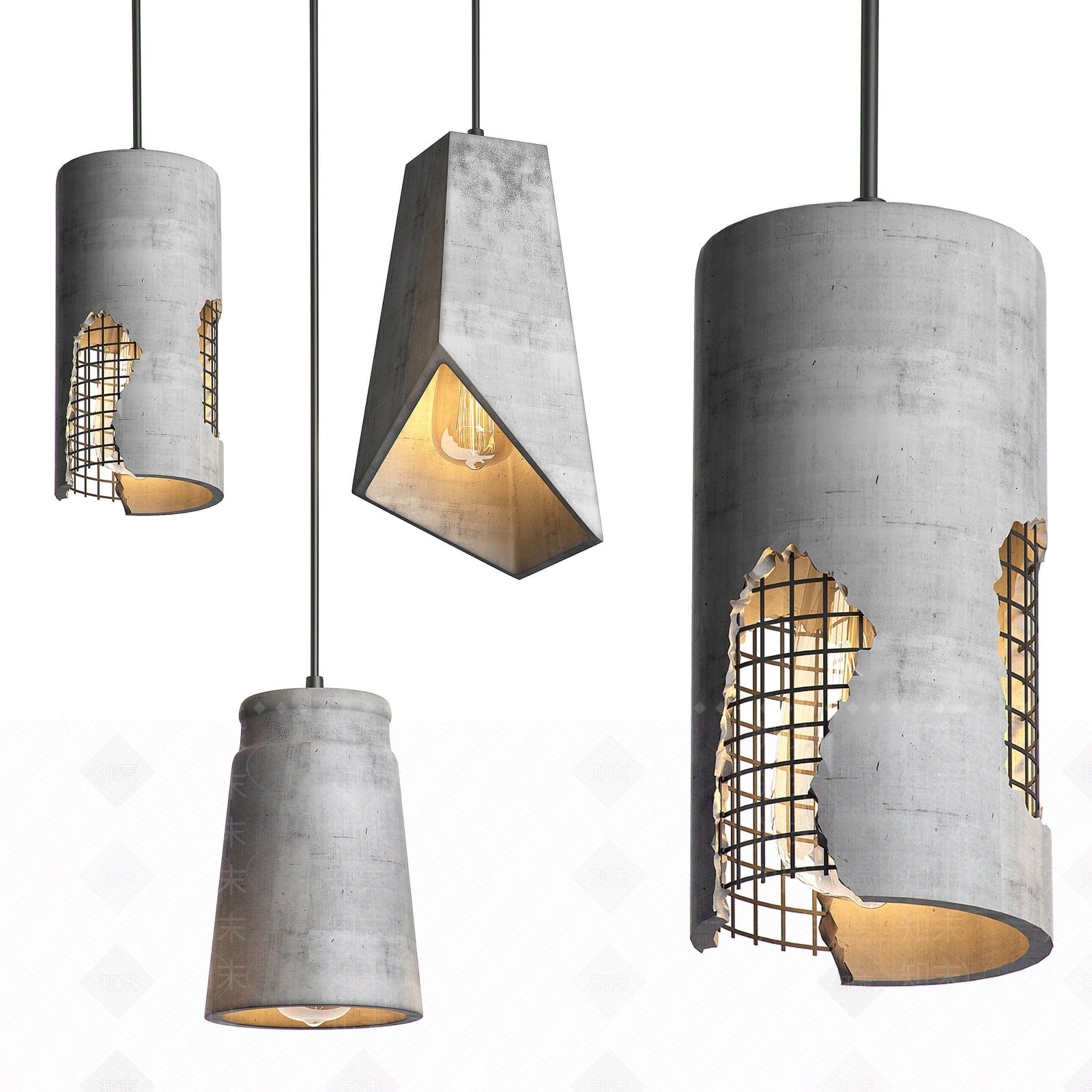 现代LOFT吊灯3D模型下载【ID:584404816】