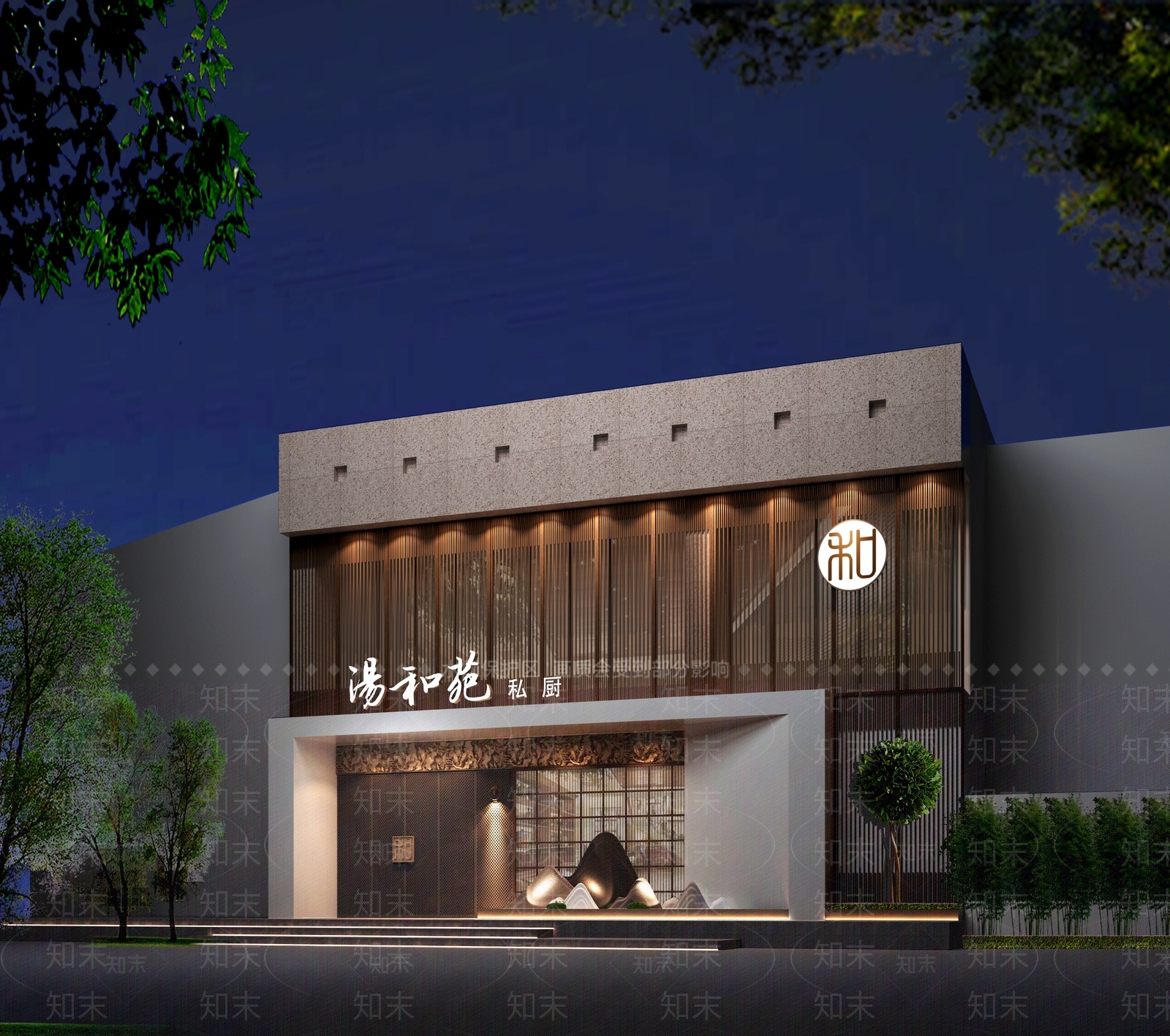 新中式会所建筑外观3D模型下载【ID:984496522】