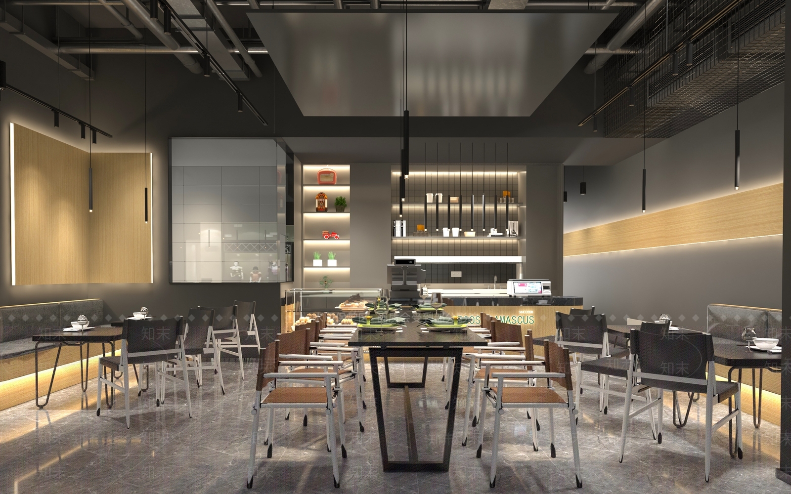 工业风西餐厅3D模型下载【ID:284935674】