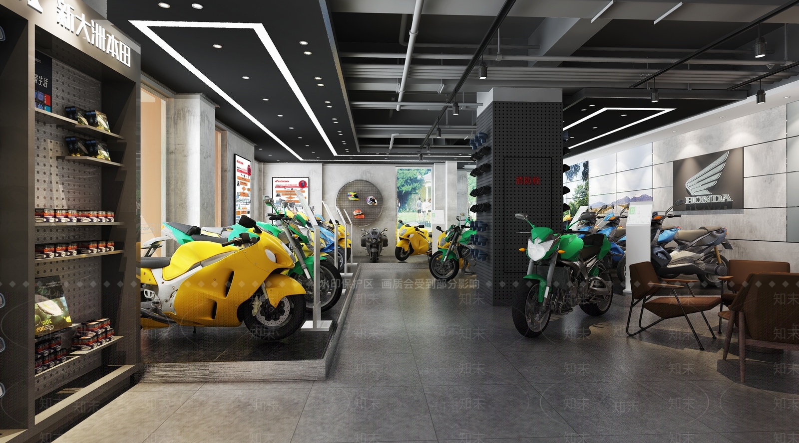 现代摩托车店3D模型下载【ID:384504594】