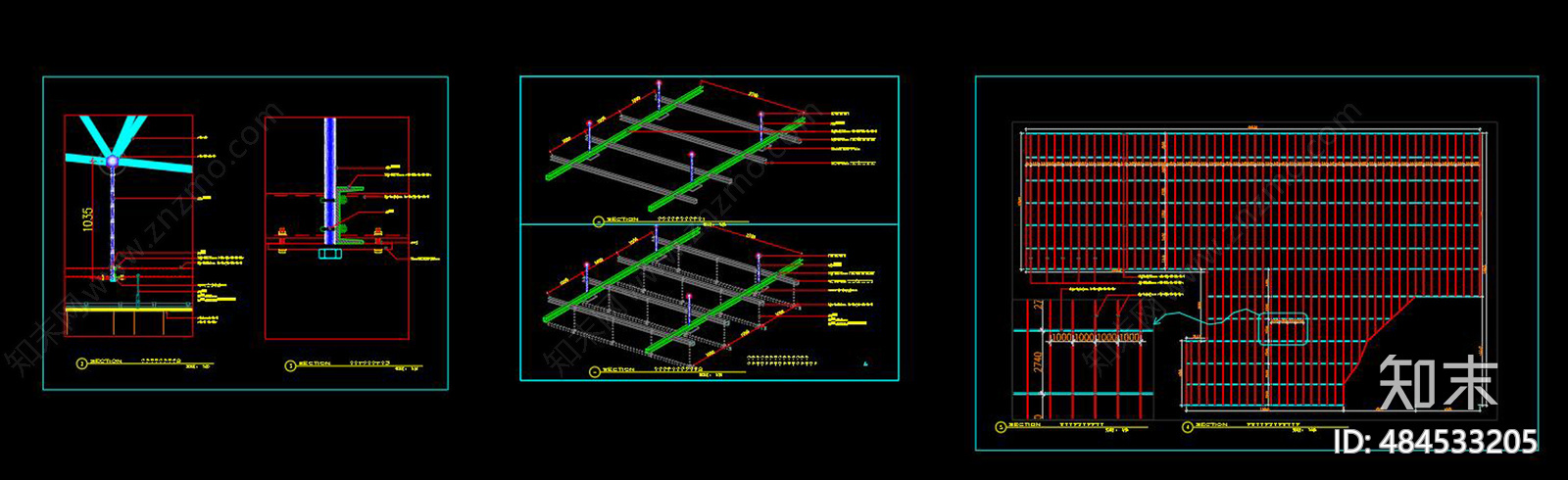 吊顶钢架节点CAD图施工图下载【ID:484533205】