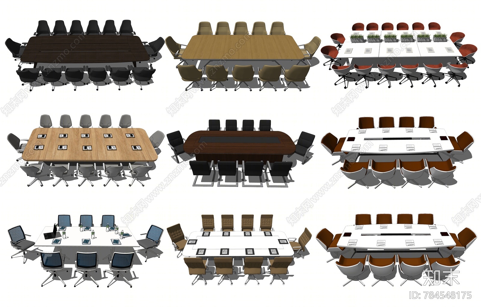现代会议桌SU模型下载【ID:784548175】