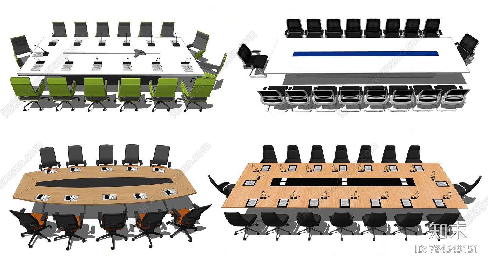现代风格会议桌SU模型下载【ID:784549151】