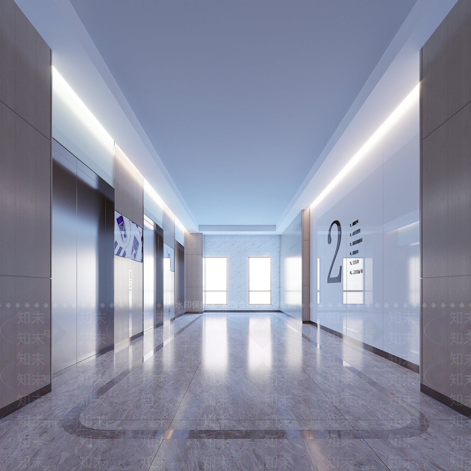 现代电梯厅3D模型下载【ID:484550074】