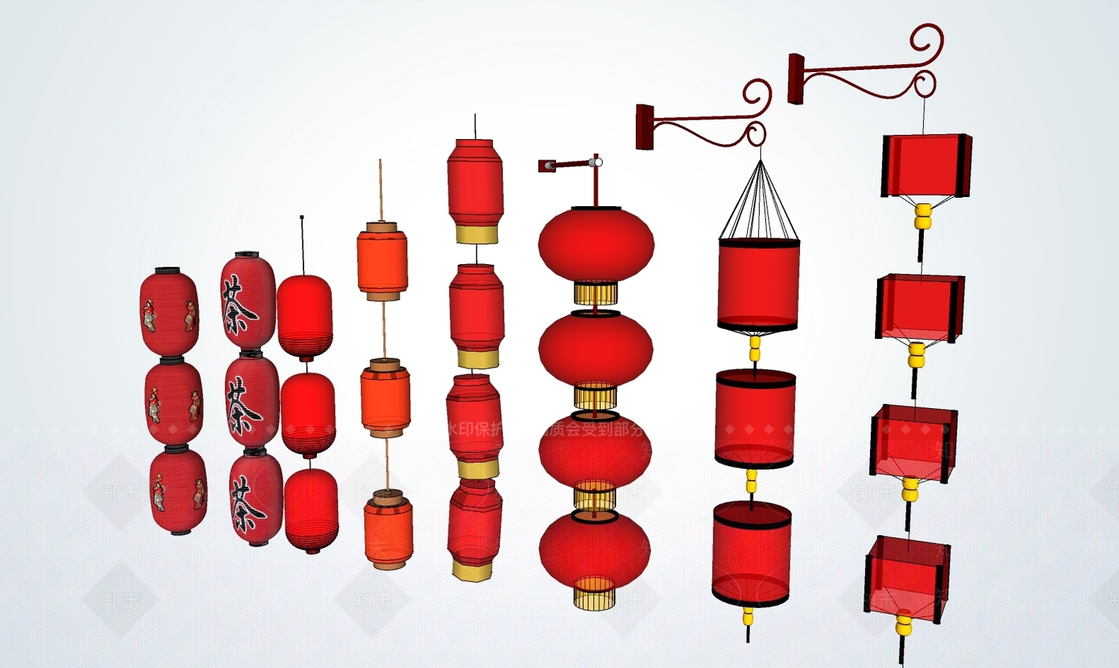 中式传统红灯笼SU模型下载【ID:784569983】