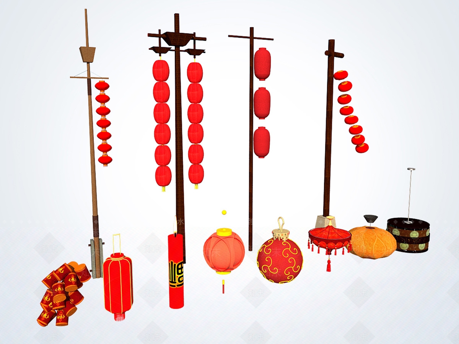 中式灯笼SU模型下载【ID:784582987】