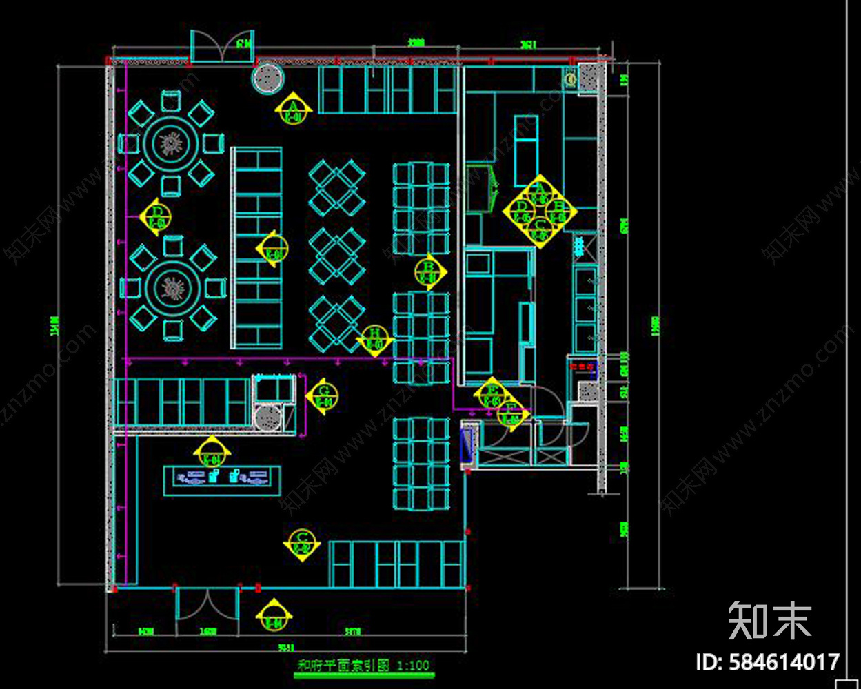 全套养生餐厅cad施工图下载【ID:584614017】