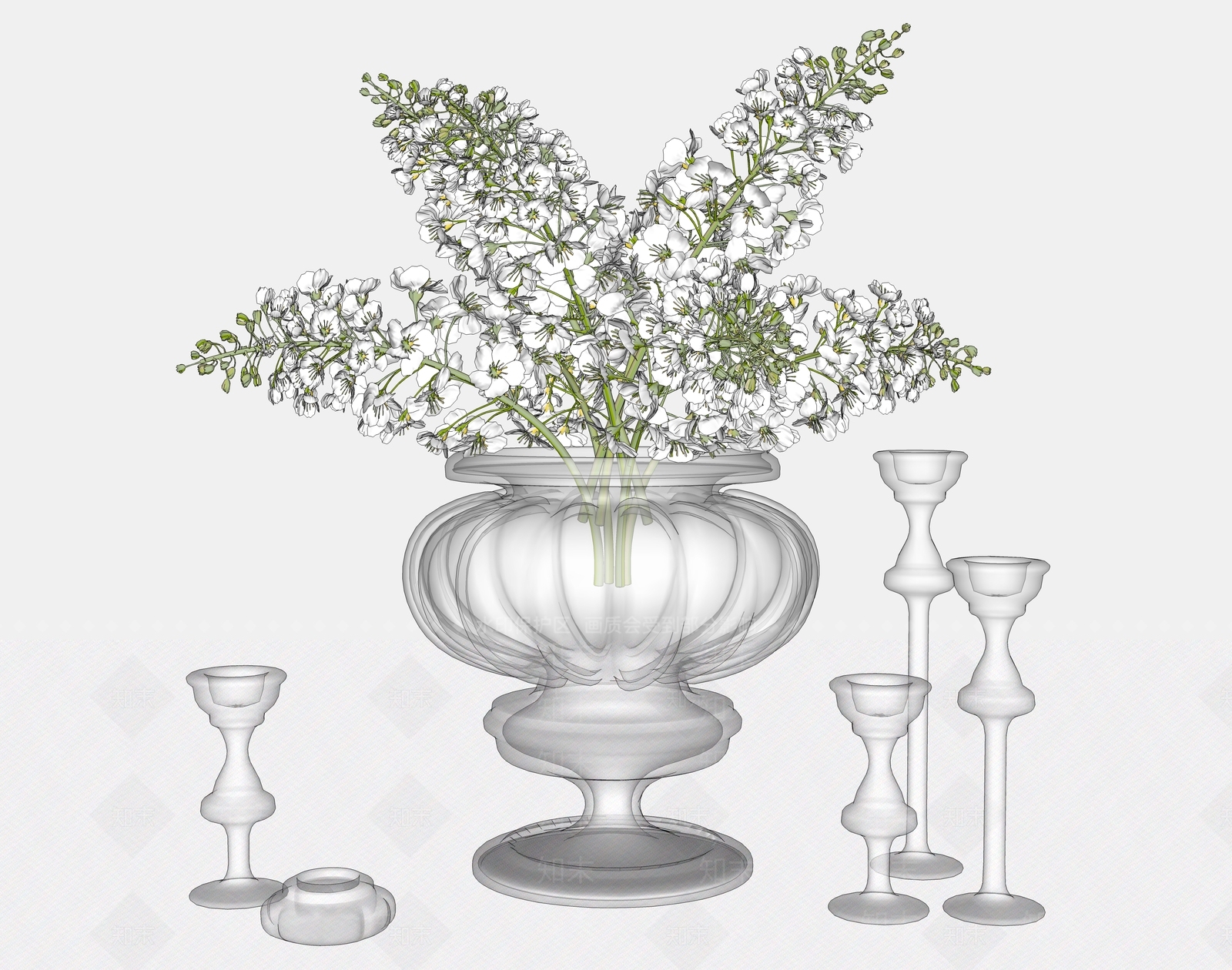 欧式风格花瓶SU模型下载【ID:984618950】