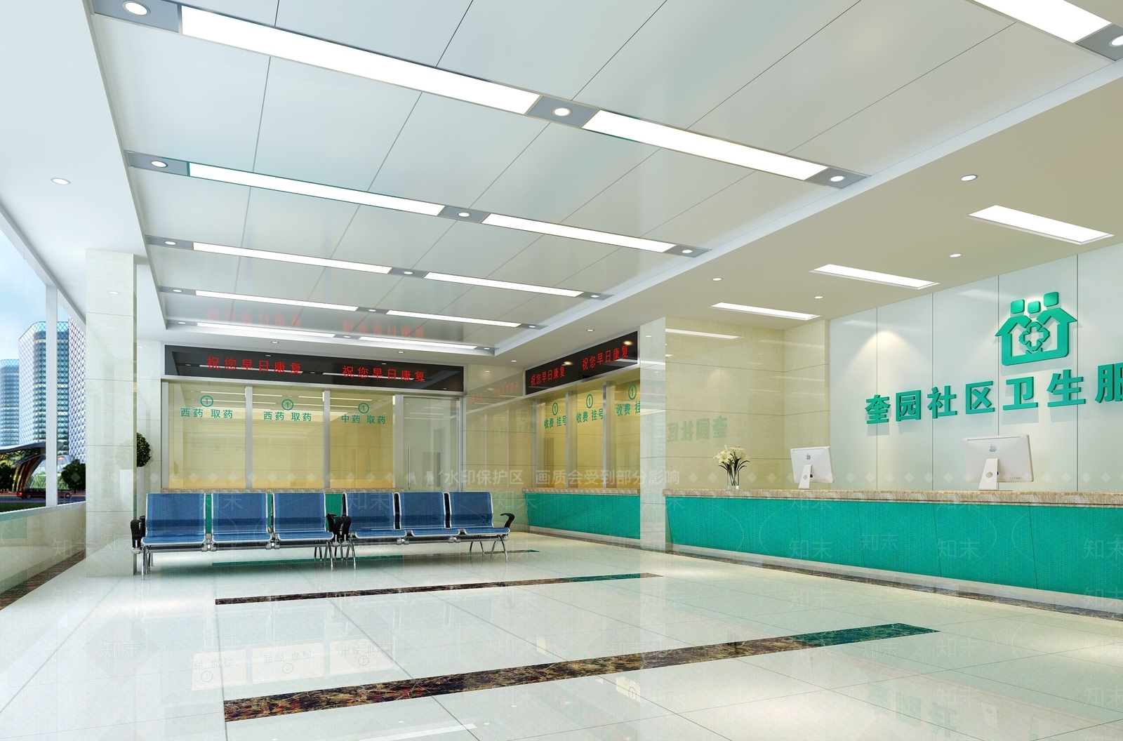 现代社区医院门厅3D模型下载【ID:984641632】