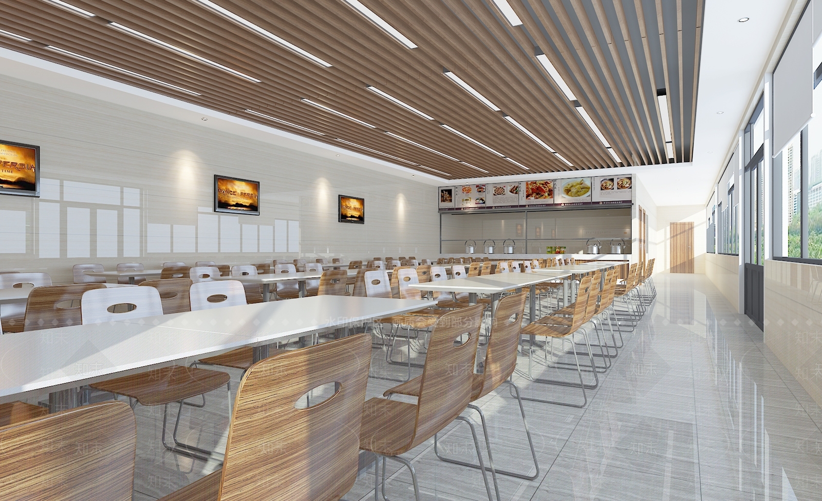 现代员工餐厅3D模型下载【ID:784650845】