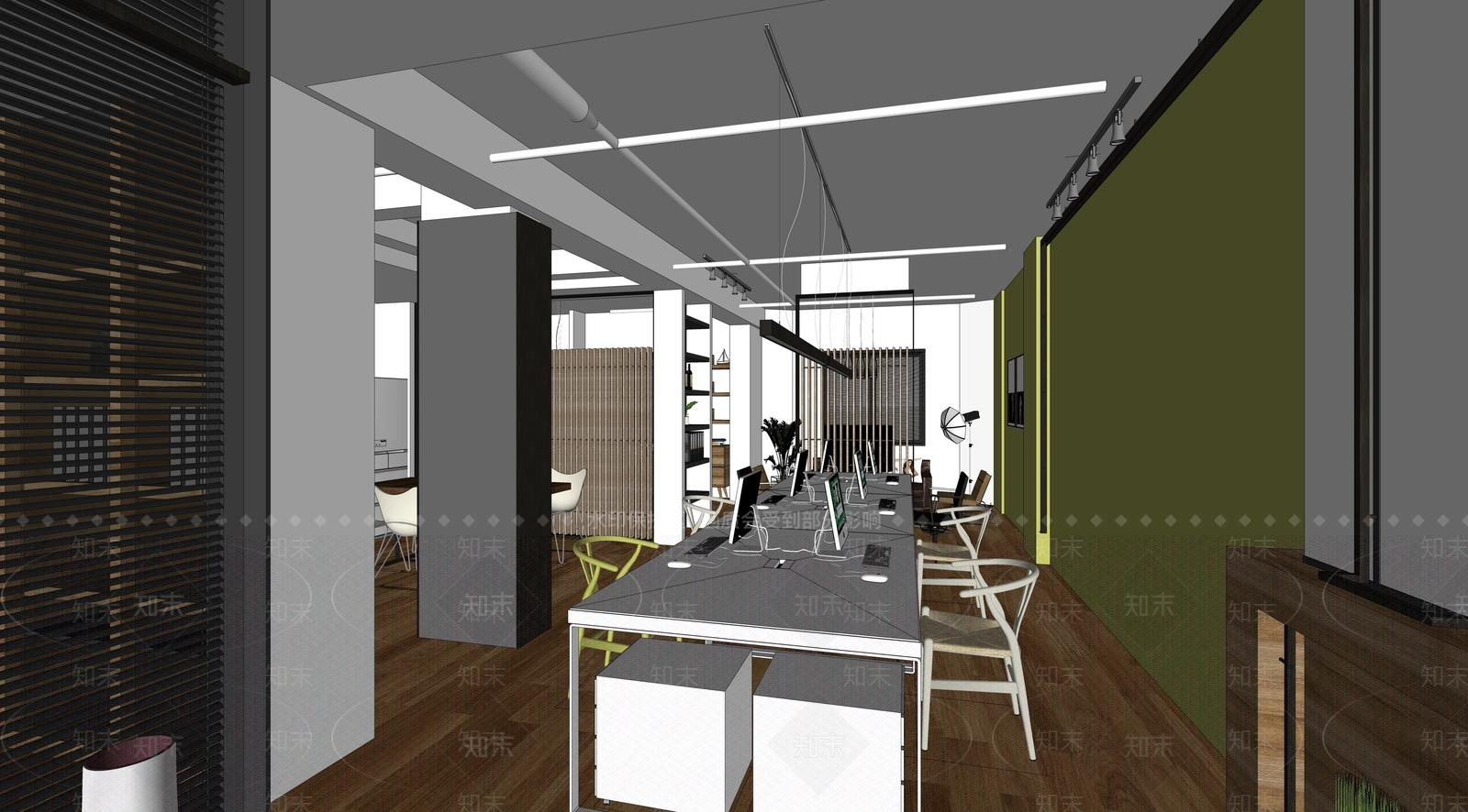 现代办公区域SU模型下载【ID:784674357】