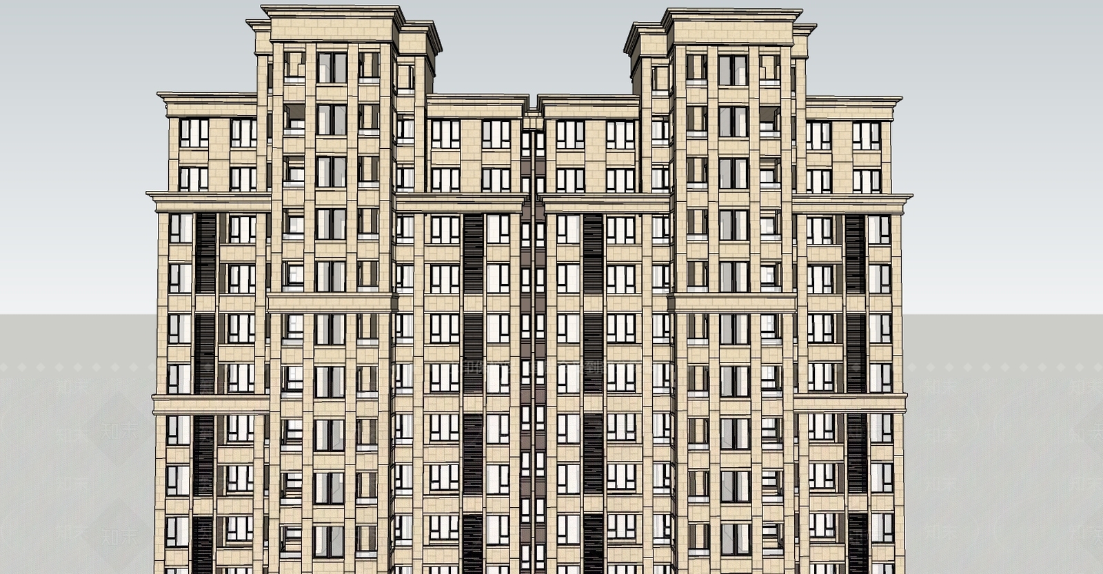 古典高层住宅SU模型下载【ID:284692790】