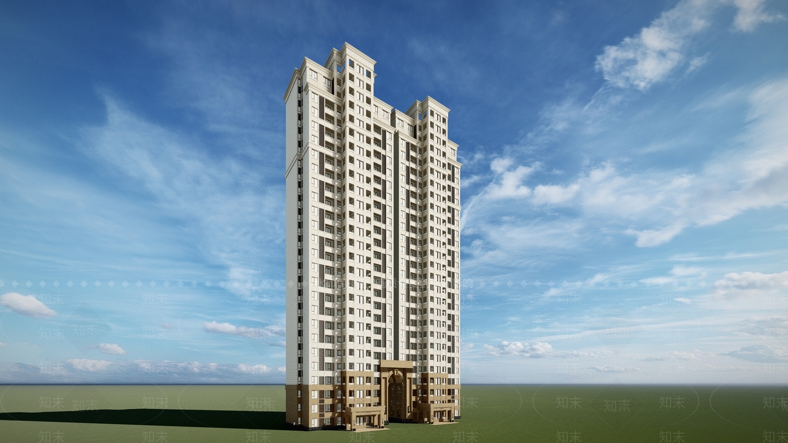 古典高层住宅SU模型下载【ID:284692790】