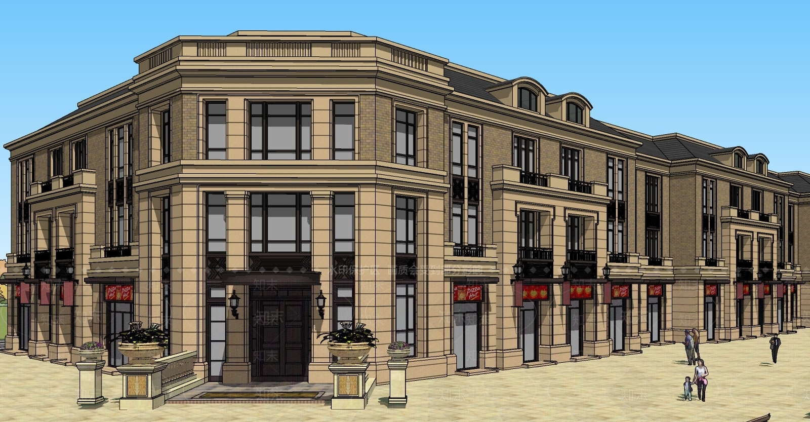 古典商业建筑SU模型下载【ID:184693122】