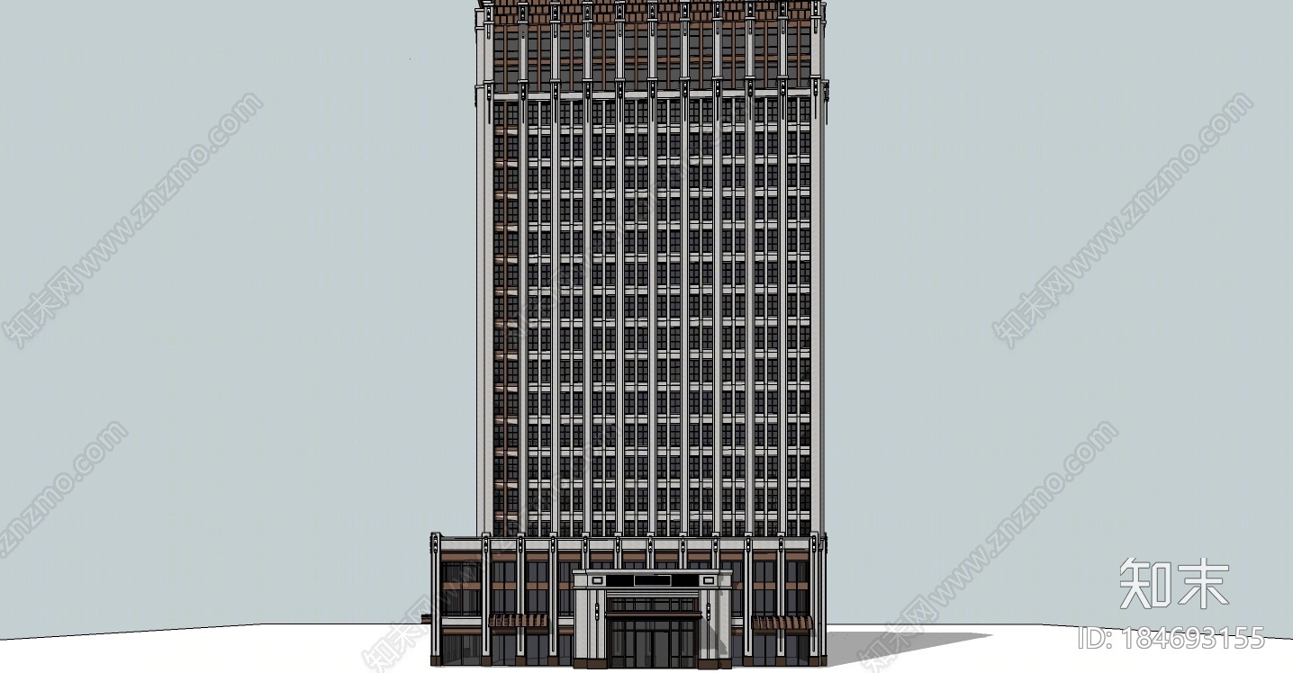 现代商业高层SU模型下载【ID:184693155】