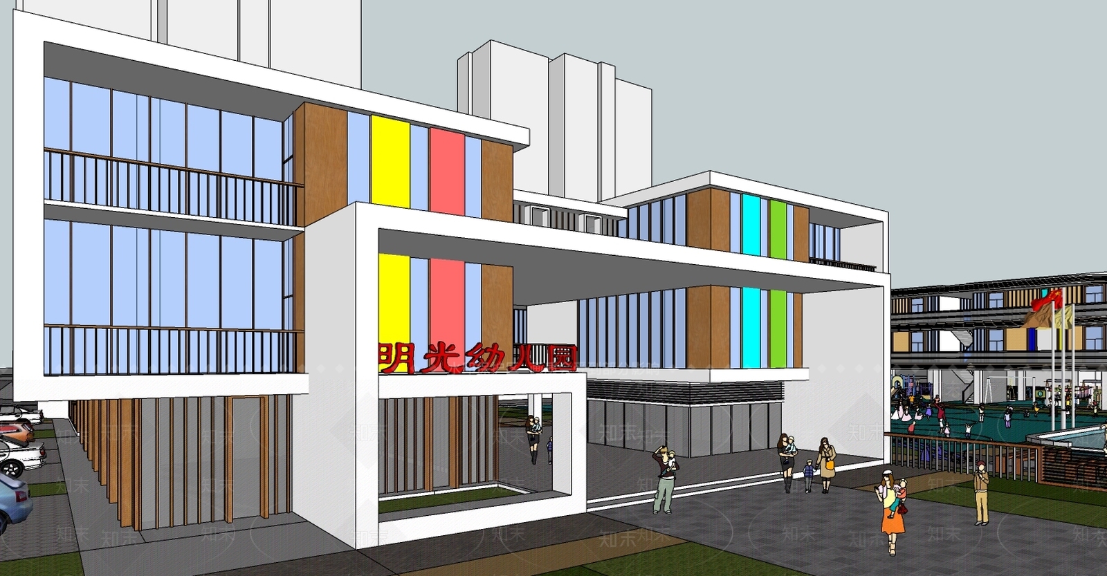 现代幼儿园SU模型下载【ID:884696152】