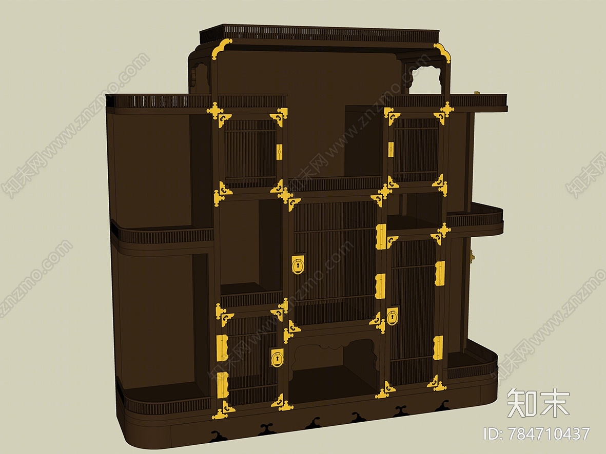 新中式博古架SU模型下载【ID:784710437】