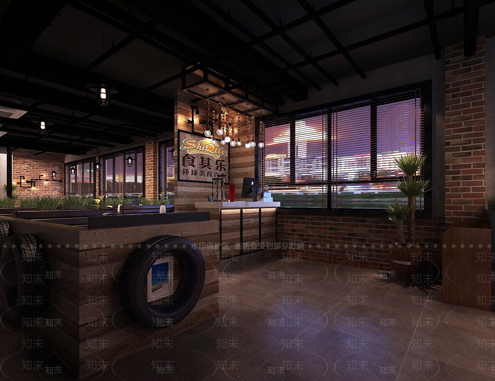 工业风西餐厅3D模型下载【ID:784725840】