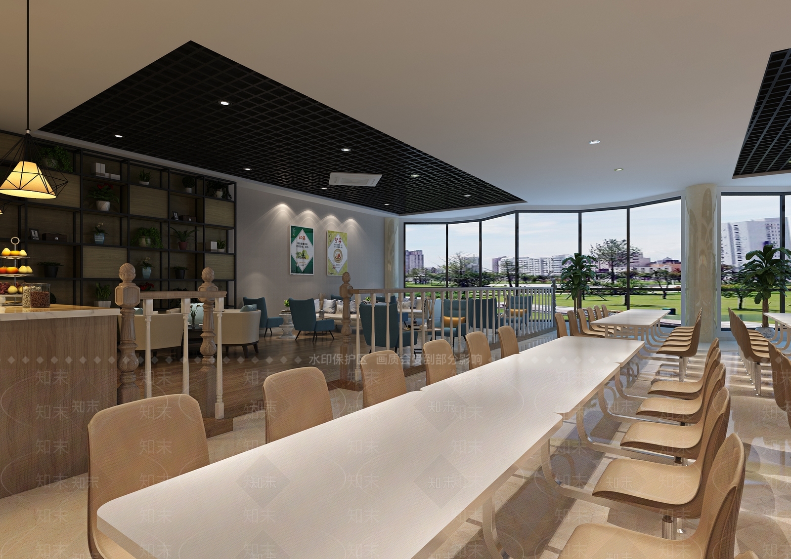 现代学校食堂3D模型下载【ID:784730857】