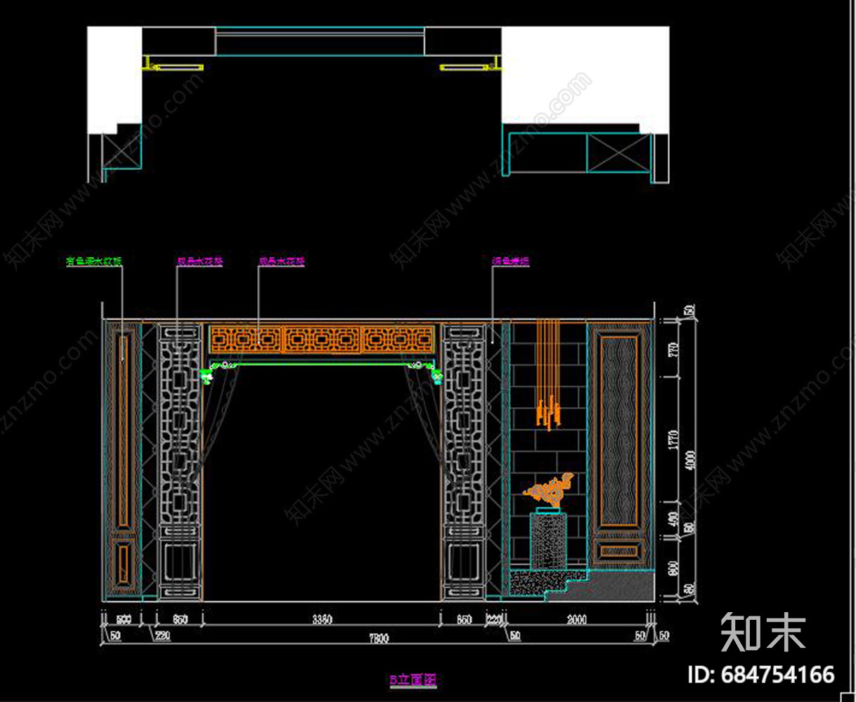 新中式茶楼cad施工图下载【ID:684754166】