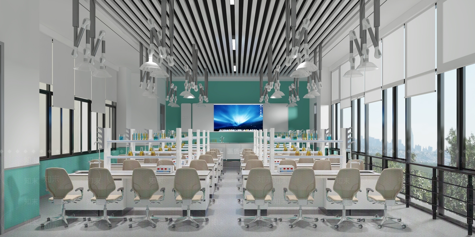 现代实验室教室3D模型下载【ID:584835818】