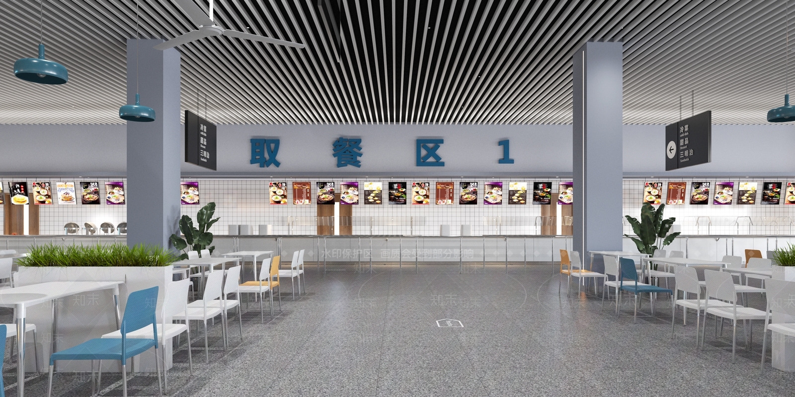 现代学生餐厅3D模型下载【ID:784835730】
