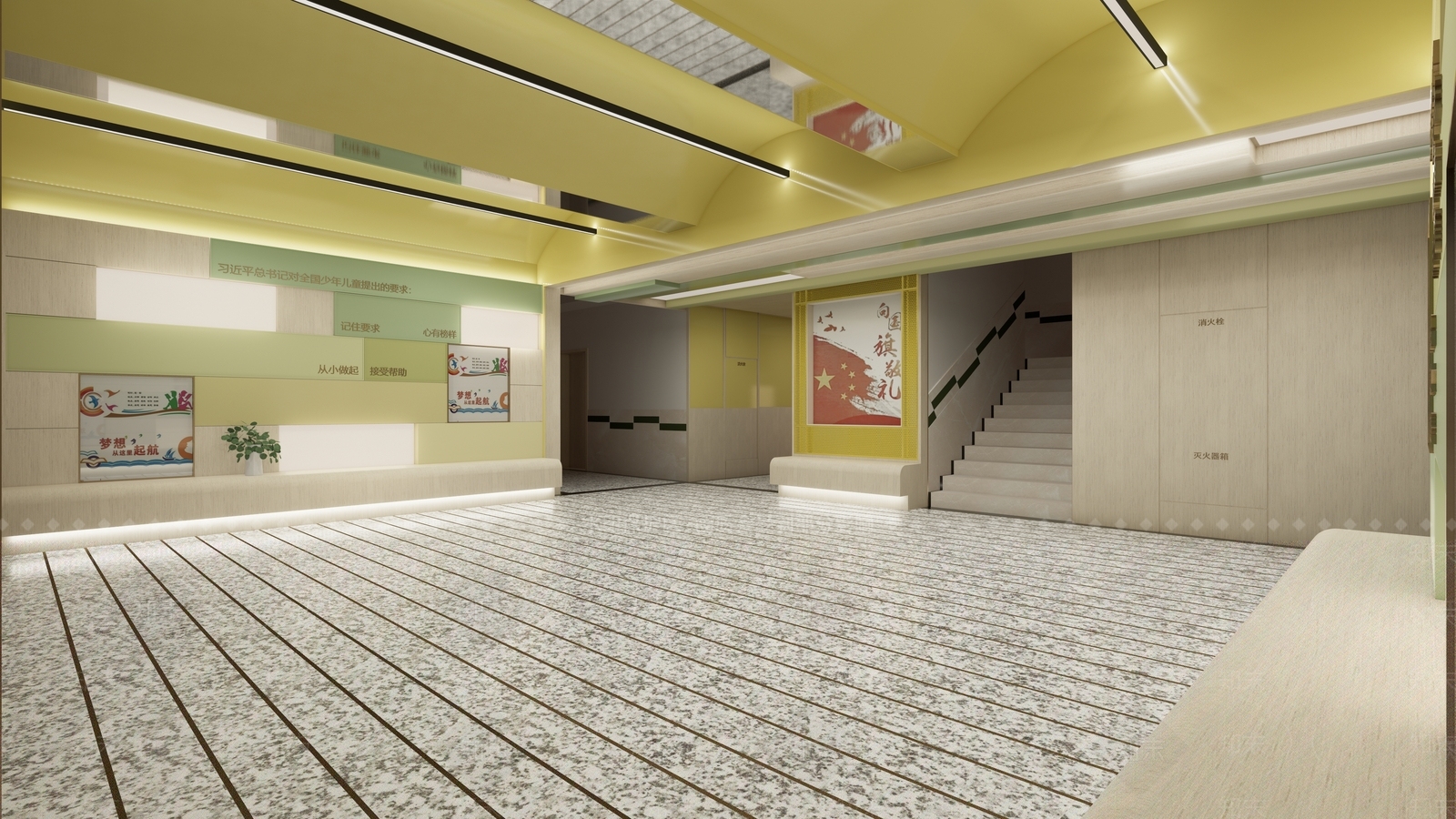 现代学校大厅SU模型下载【ID:584840332】