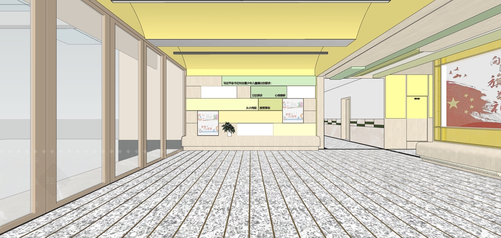 现代学校大厅SU模型下载【ID:584840332】