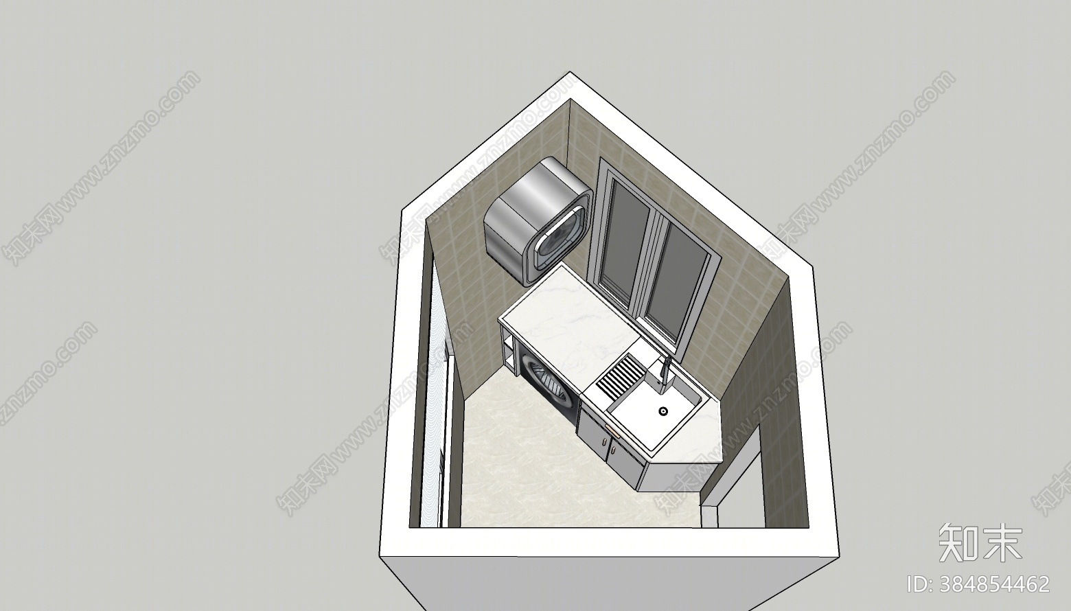 现代卫生间SU模型下载【ID:384854462】