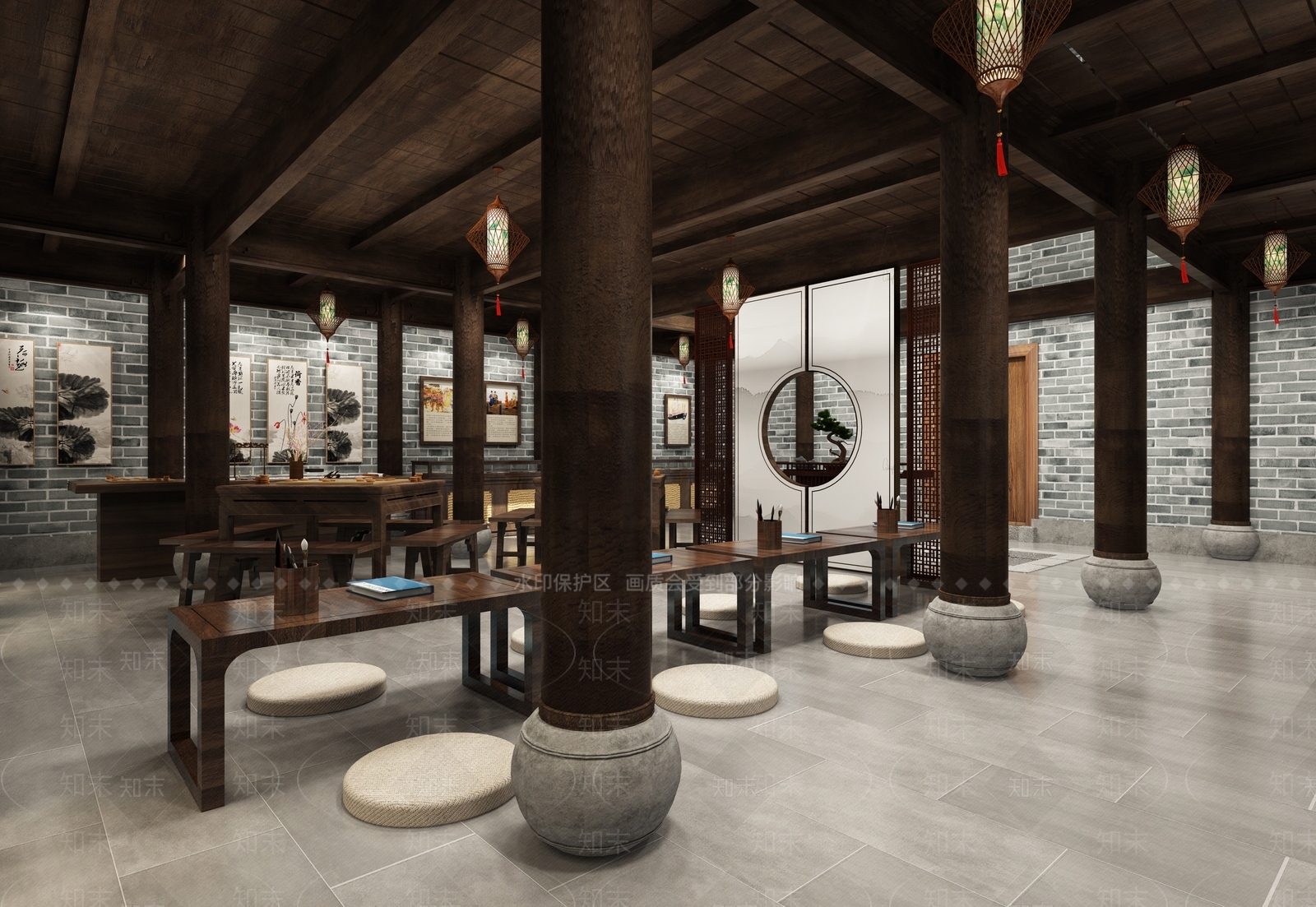 中式棋牌室3D模型下载【ID:584885407】
