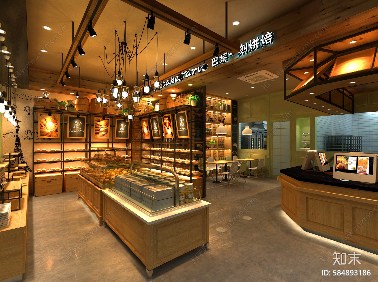 烘培店cad施工图下载【ID:584893186】