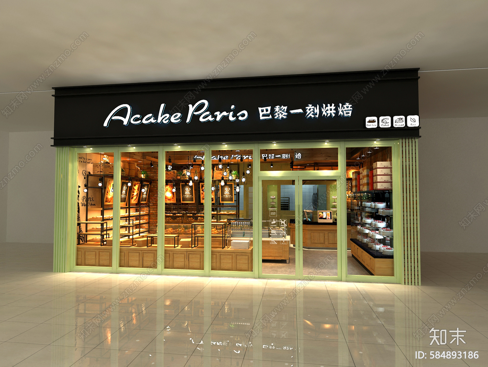 烘培店cad施工图下载【ID:584893186】