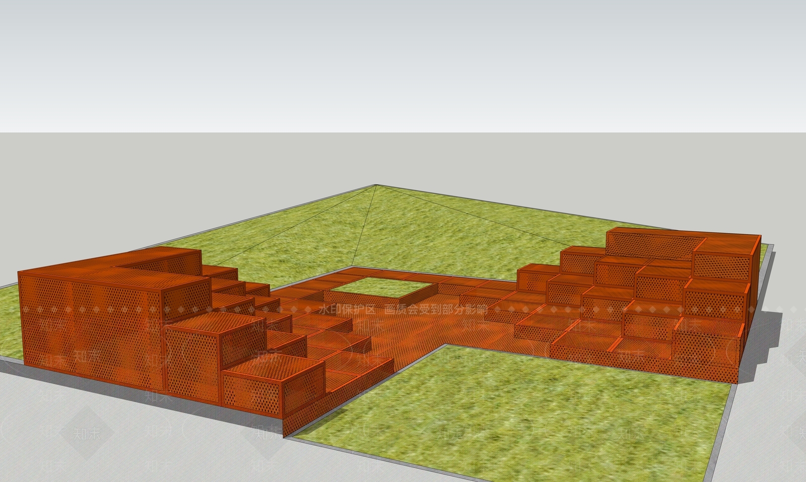 现代景观公园SU模型下载【ID:584910795】