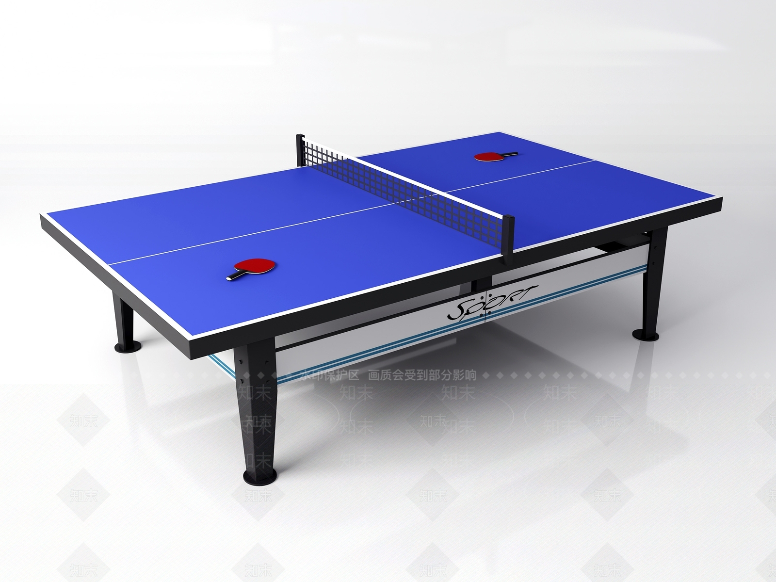 现代乒乓球桌3D模型下载【ID:884935143】