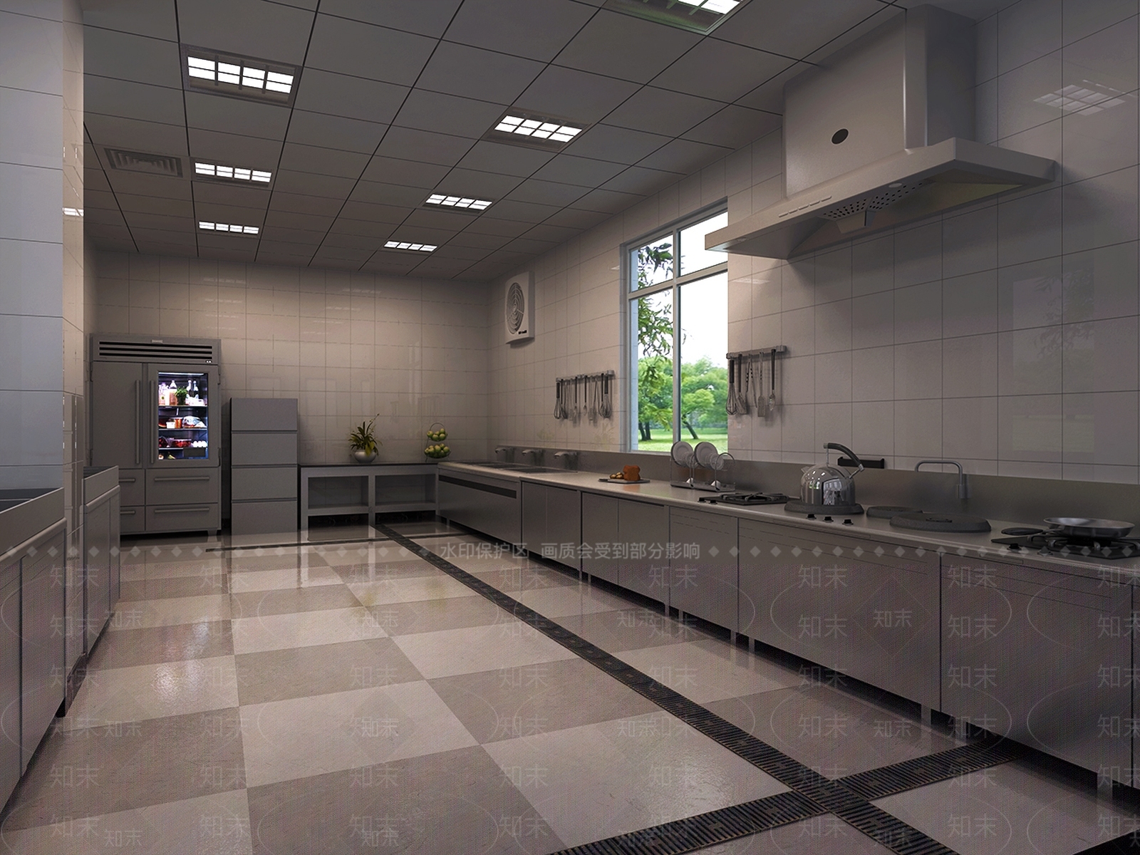 现代酒店餐厅后厨3D模型下载【ID:784937882】