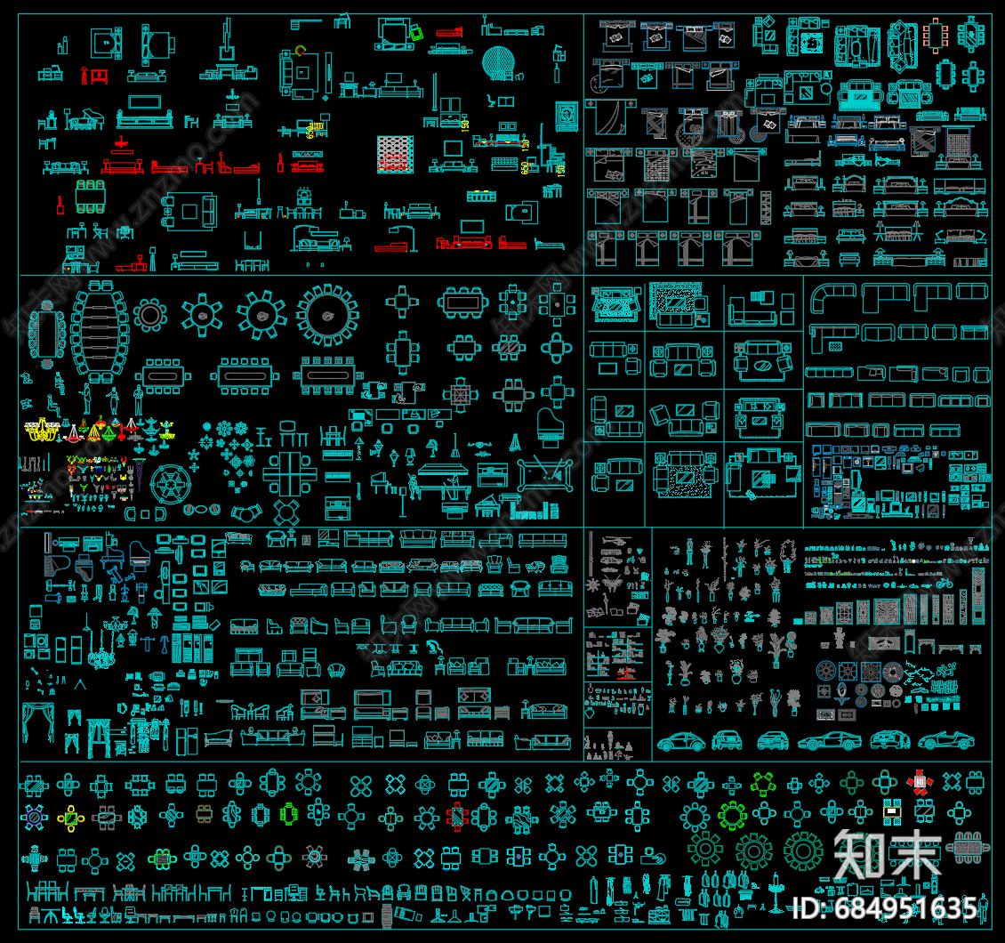 家具素材图库cad施工图下载【ID:684951635】