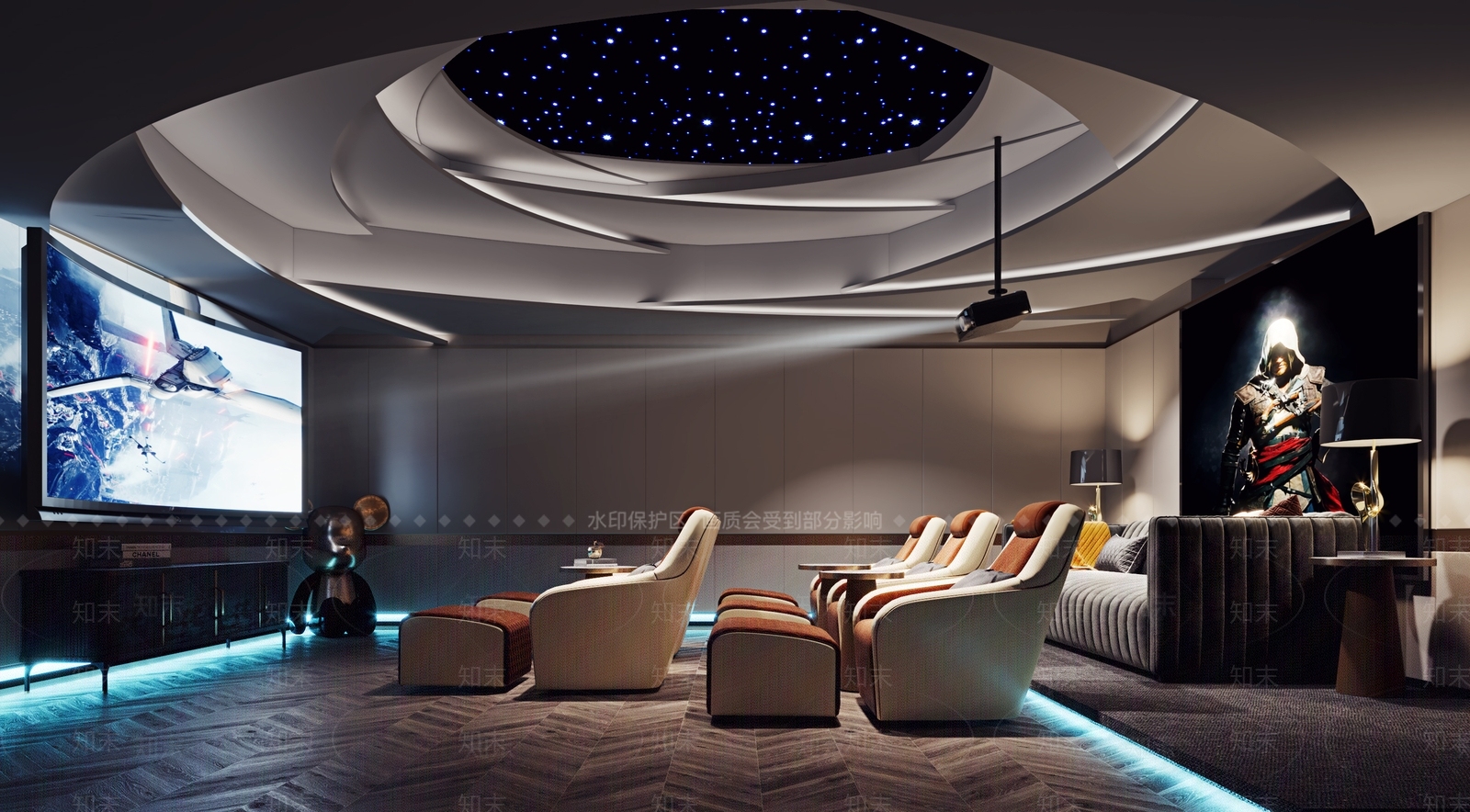 现代影音室3D模型下载【ID:884962983】