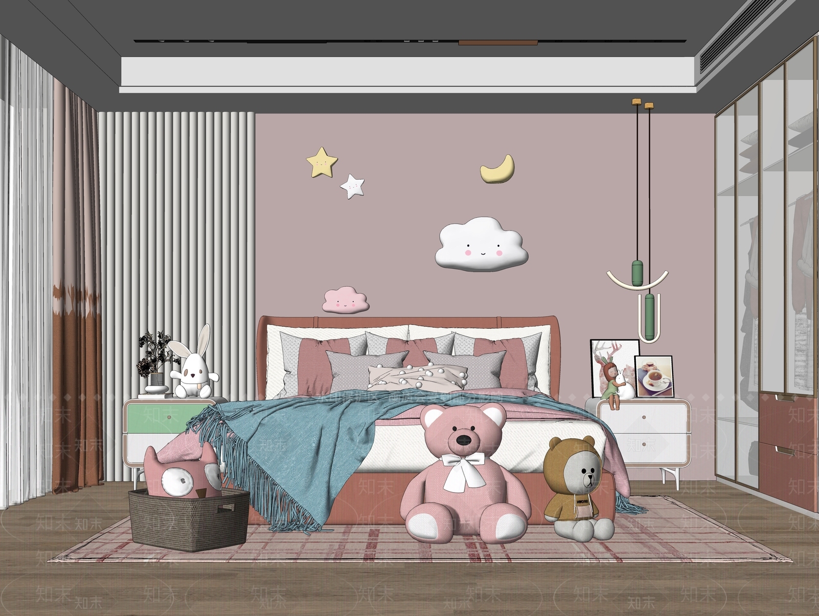 现代风格儿童房SU模型下载【ID:884986875】