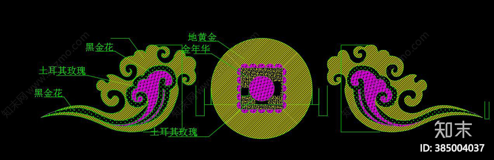 石材拼花CAD图库施工图下载【ID:385004037】